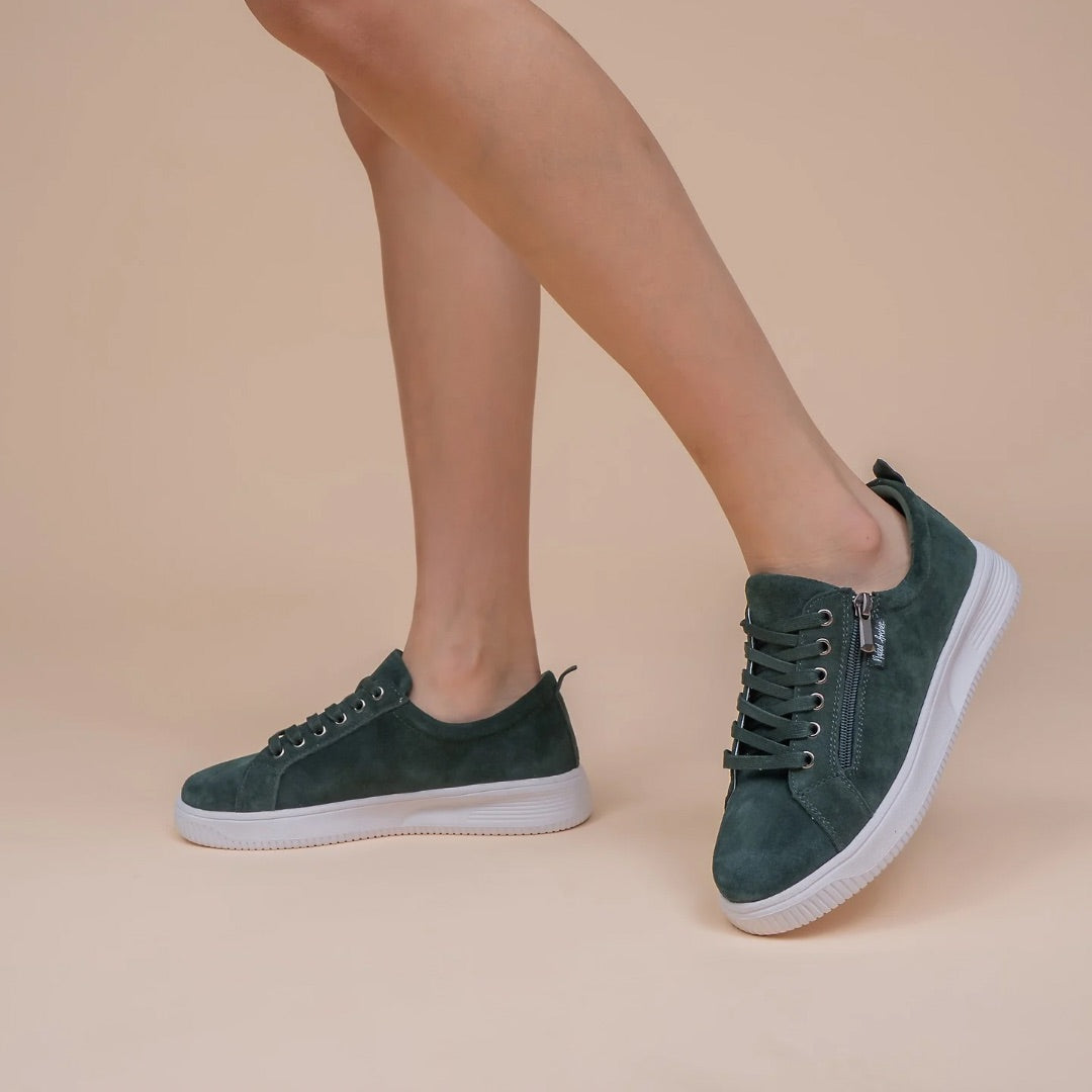 Nelly - Bottle Green Suede - Naked Arches