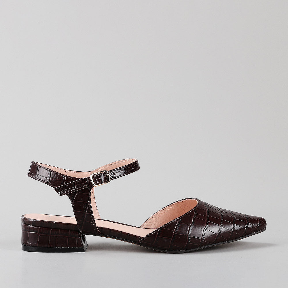 Coralie - Espresso Croc - LE SANSA