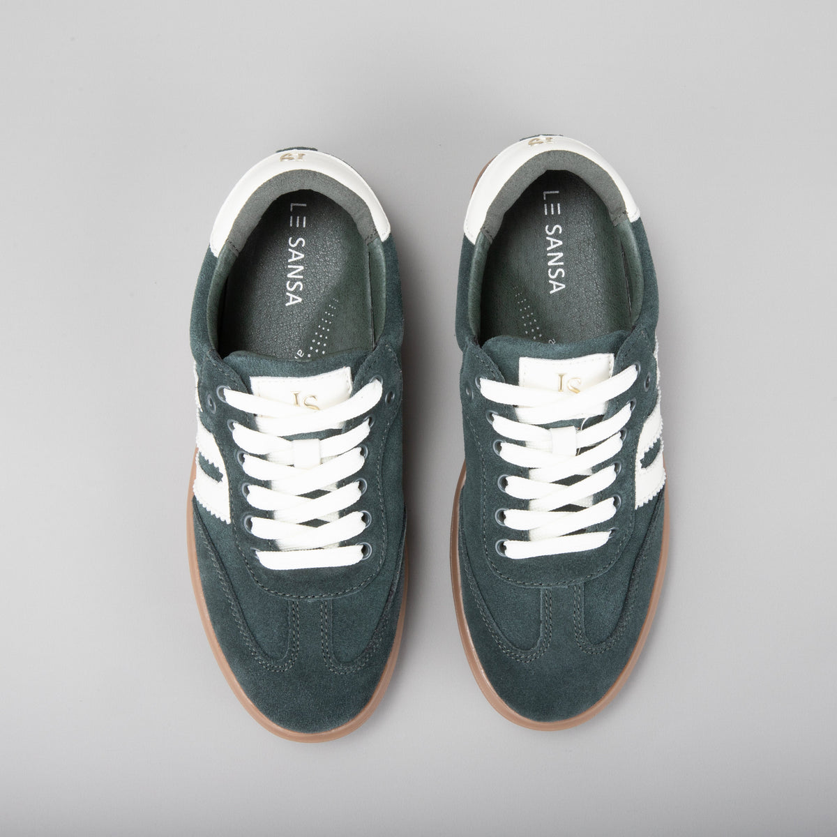 Juno - Bottle Green Suede/Ivory - LE SANSA